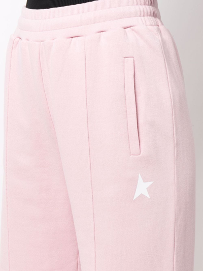 Shop Golden Goose Star-logo Straight-leg Trousers In Rosa