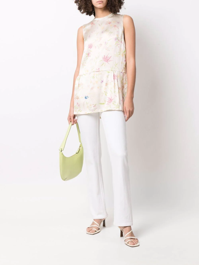 Shop Aspesi All-over Floral Silk Blouse In Nude