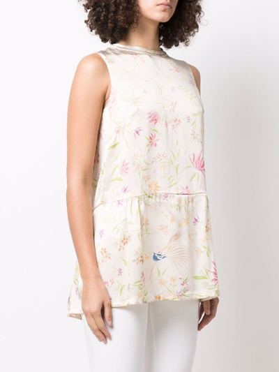 Shop Aspesi All-over Floral Silk Blouse In Nude