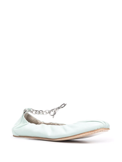 Shop Vic Matie Chain-detail Leather Ballerina Shoes In Grün