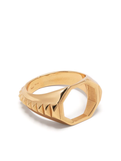 Shop Emanuele Bicocchi Open Studded Signet Ring In Gold