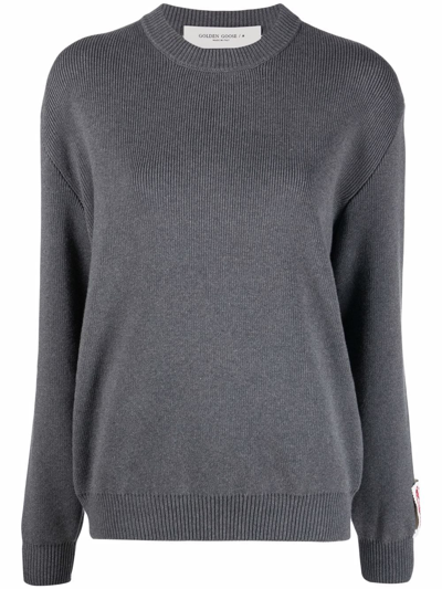 Shop Golden Goose Dany Ribbed Crewneck Sweater In Grau