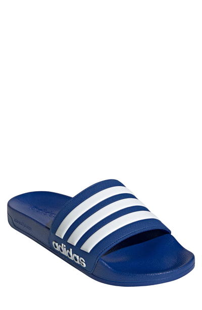Shop Adidas Originals Adidas Adilette Shower Slide In Team Royal Blue/ftwr White