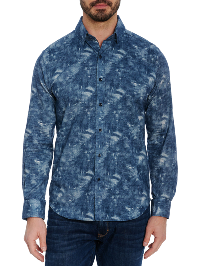 Shop Robert Graham Ferndale Brushed Cotton Long Sleeve Button Down Shirt In Blue