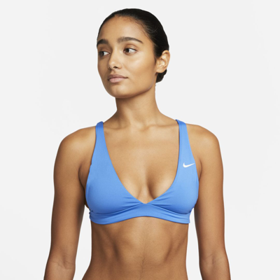 Shop Nike Essential Women's Bralette Bikini Top In Pacific Blue