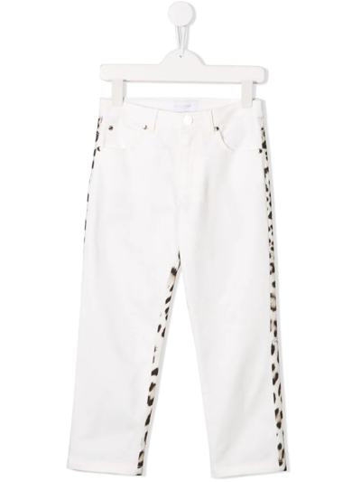 Shop Roberto Cavalli Junior White And Leopard Print Jeans