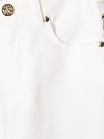 Roberto Cavalli White And Leopard Print Jeans In White