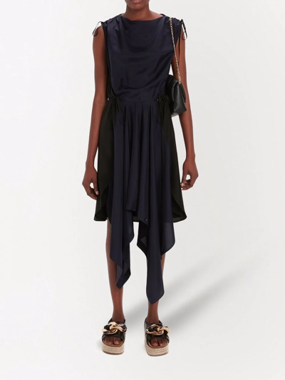 Jw Anderson Drawstring Handkerchief Midi Dress In Blue