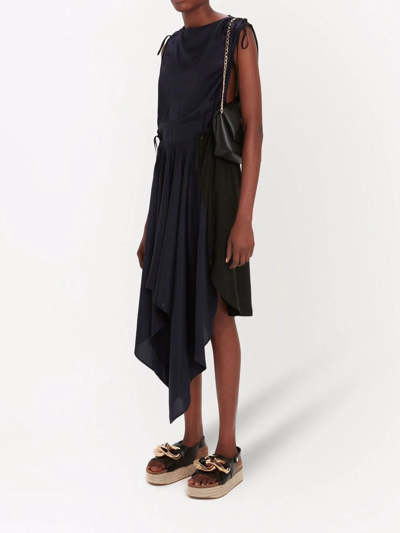 Jw Anderson Drawstring Handkerchief Midi Dress In Blue