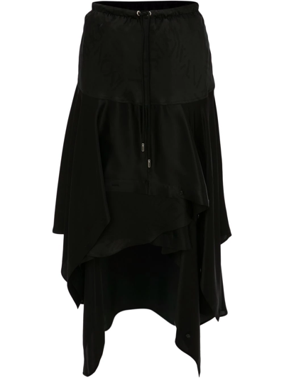 Shop Jw Anderson Layered Asymmetric Midi Skirt In Black