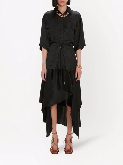 Shop Jw Anderson Layered Asymmetric Midi Skirt In Black