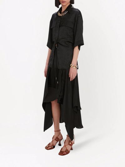 Jw Anderson Asymmetric Drape Hem Midi Cargo Skirt In Black