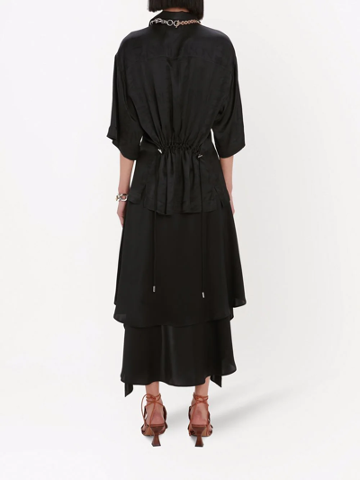 Shop Jw Anderson Layered Asymmetric Midi Skirt In Black