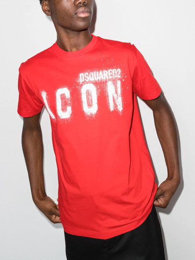 Shop Dsquared2 Spray Icon Cotton T-shirt In Red