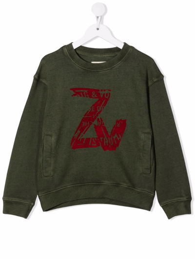 Zadig & Voltaire Logo-print Crew Neck Sweatshirt In Green