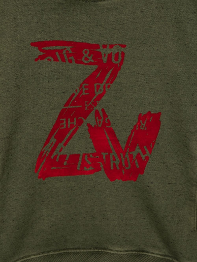 Zadig & Voltaire Logo-print Crew Neck Sweatshirt In Green