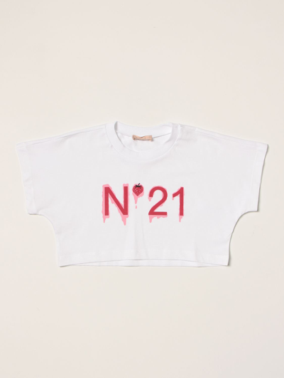 Shop N°21 Cropped T-shirt N ° 21 With Logo In White