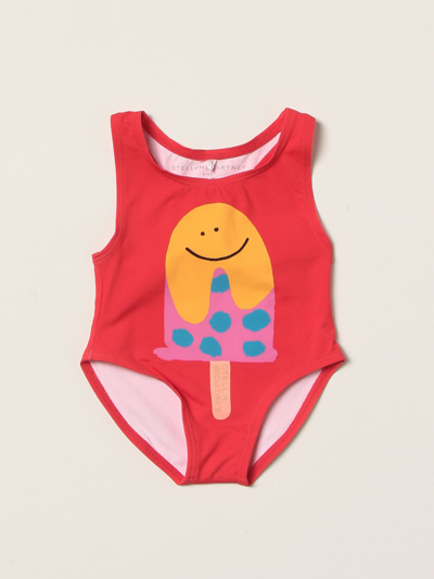 Shop Stella Mccartney One-piece Swimsuit With Ice Cream Print In Red