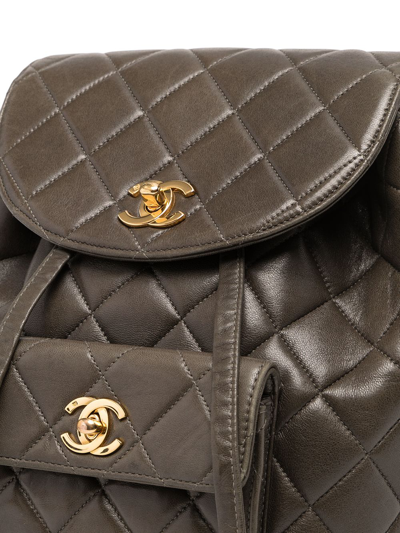 Pre-owned Chanel 1990s Quilted Cc Backpack In Green