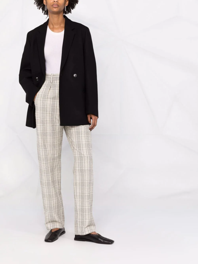 Totême Loreo Oversized Double-breasted Woven Blazer In Black
