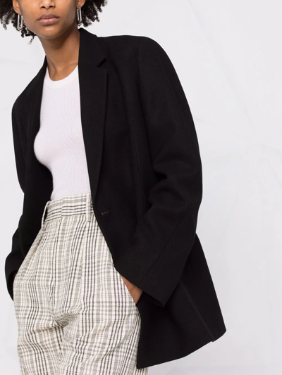 Totême Loreo Oversized Double-breasted Woven Blazer In Black