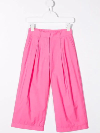 Shop Emilio Pucci Junior Straight-leg Box-pleat Trousers In Pink