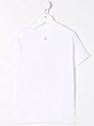 Shop Douuod Slogan-print Cotton T-shirt In White