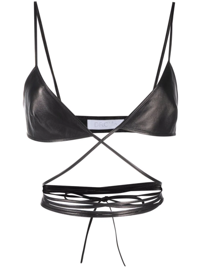 Shop Drome Wraparound Leather Bralette In Black