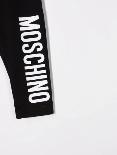 Shop Moschino Logo-print Leggings In Black
