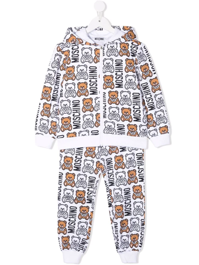 Shop Moschino All-over Logo Print Tracksuit Set In White