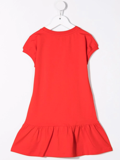 Shop Moschino Teddy Bear Intarsia Logo Dress In Red