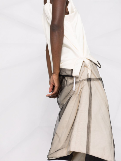 Shop Maison Margiela Panelled Tulle-overlay Dress In Neutrals