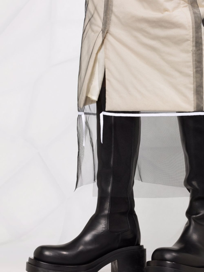 Maison Margiela Asymmetric Layered Padded Cotton, Satin-twill And Tulle Dress In Neutrals