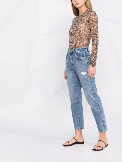 Shop Patrizia Pepe Distressed Cropped Jeans In Blue
