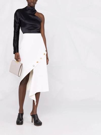 Shop Alexander Mcqueen High-waisted Asymmetric-hem Skirt In Neutrals