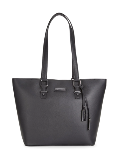 Shop Calvin Klein Women's Logo Faux Leather Tote In Black