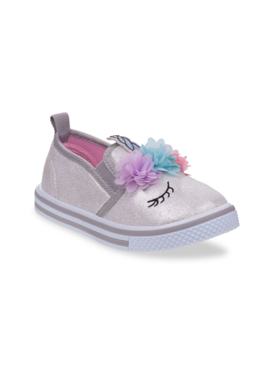 Shop Laura Ashley Kid's Unicorn Slip-on Runners In Silver