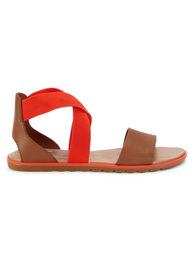 Shop Sorel Women's Ella Ii Colorblock Flat Sandals In Signal Red