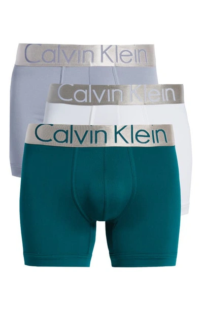 Shop Calvin Klein Steel Micro 3-pack Boxer Briefs In Z66 Wh Mb Db