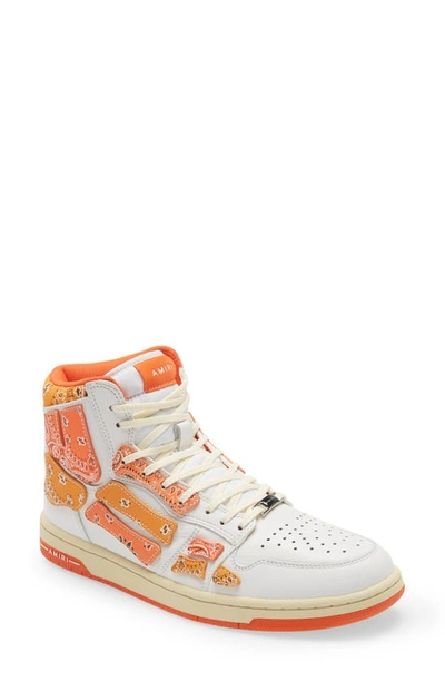 Shop Amiri Skel Top-hi Bandana Print Sneaker In Orange