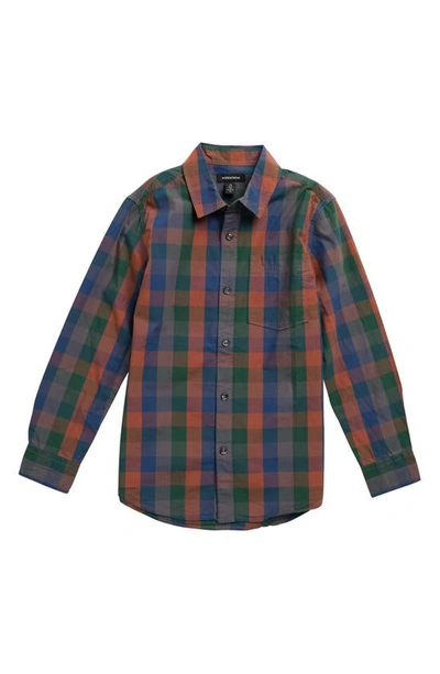 Shop Nordstrom Kids'  Poplin Button-up Shirt In Green Pinecone Multi Plaid