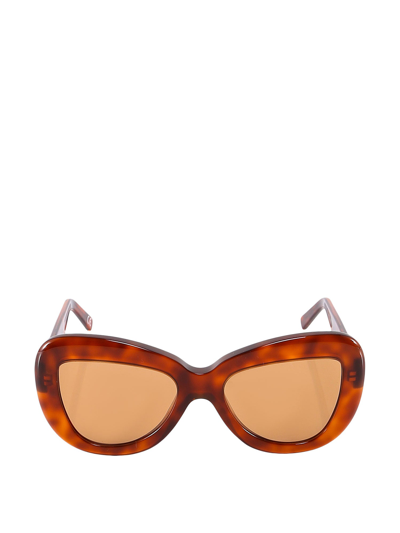 Shop Marni Eyewear Elephant Round Frame Sunglasses In Brown