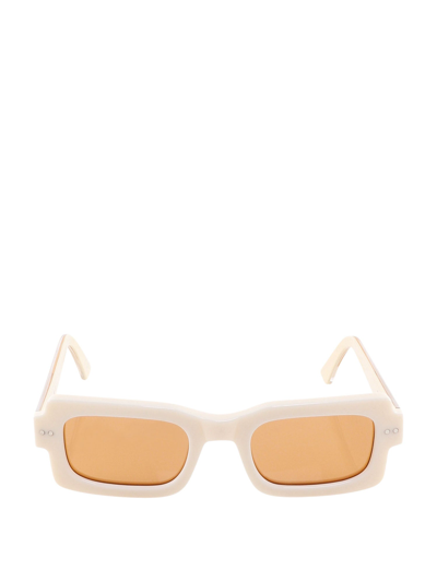 Shop Marni Eyewear Lake Rectangular Frame Sunglasses In Beige