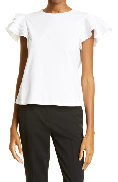 Shop Jason Wu Collection Collection Flutter Sleeve Crewneck T-shirt In White