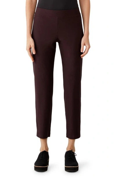 Shop Eileen Fisher Slim Ankle Stretch Crepe Pants In Casis