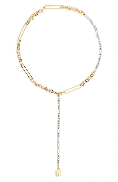 Shop Givenchy Mixed Link Chain Y-necklace In 711- Golden/ Silvery