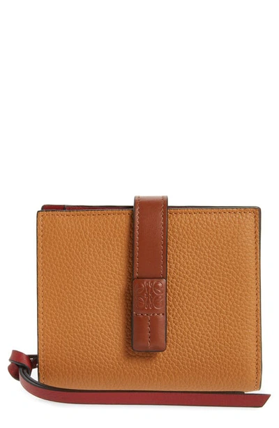 Shop Loewe Anagram Tab Leather Wallet In Light Caramel/ Pecan