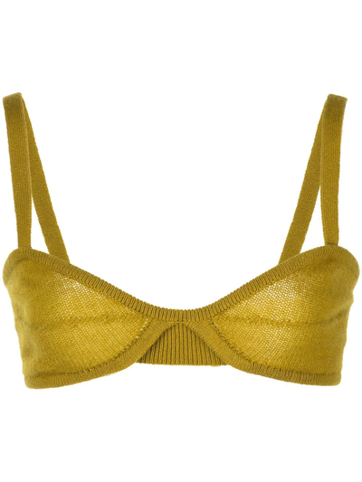 Shop Khaite The Eda Knitted Bralette Top In Green