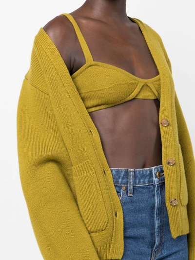 Shop Khaite The Eda Knitted Bralette Top In Green