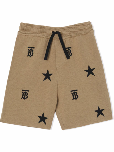 Shop Burberry Tb Monogram Knitted Shorts In Neutrals
